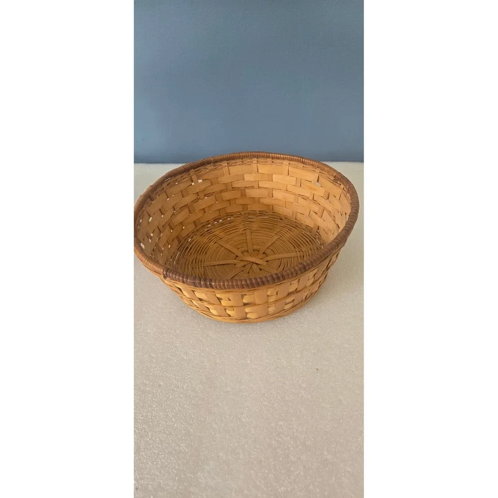 Vintage Woven Wicker Basket Set of 3 Natural Wood Boho Home Decor Organizers